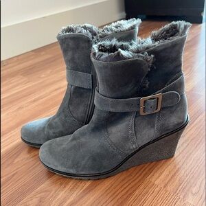 Gabor Suede Fur Trim Bootie Sneakers Size 6